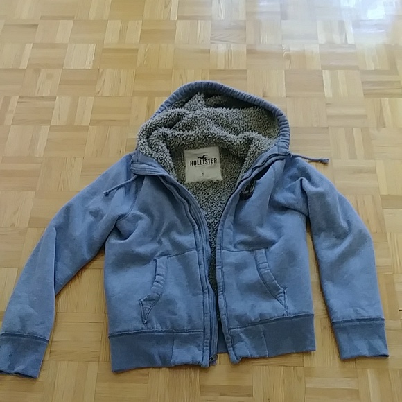 Y2K Hollister heavy sherpa lined sweatshirt zip up jacket sz S - Picture 9 of 10